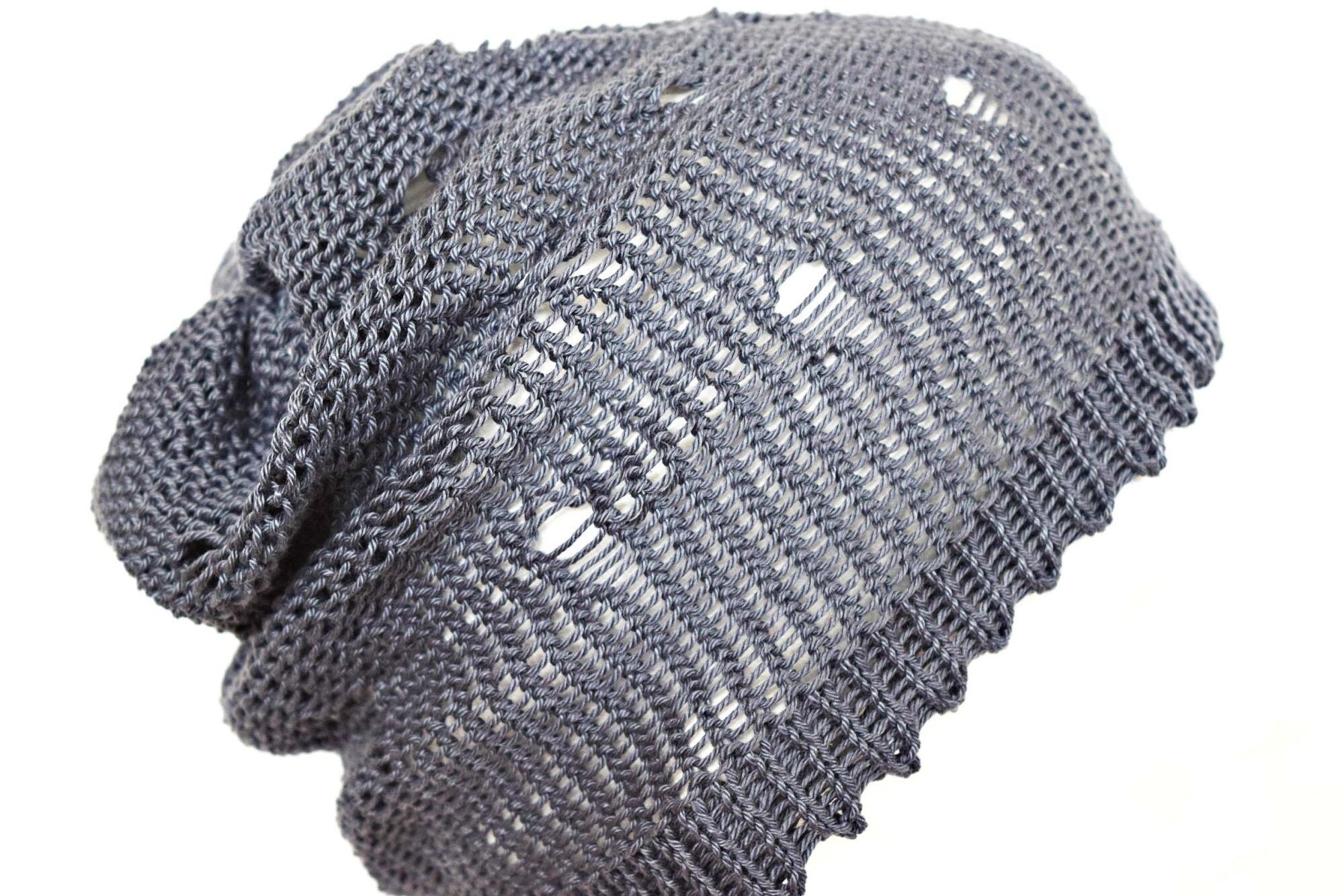 Mens Distressed Hat Womens Ripped Hat Knit Cotton Beanie Etsy