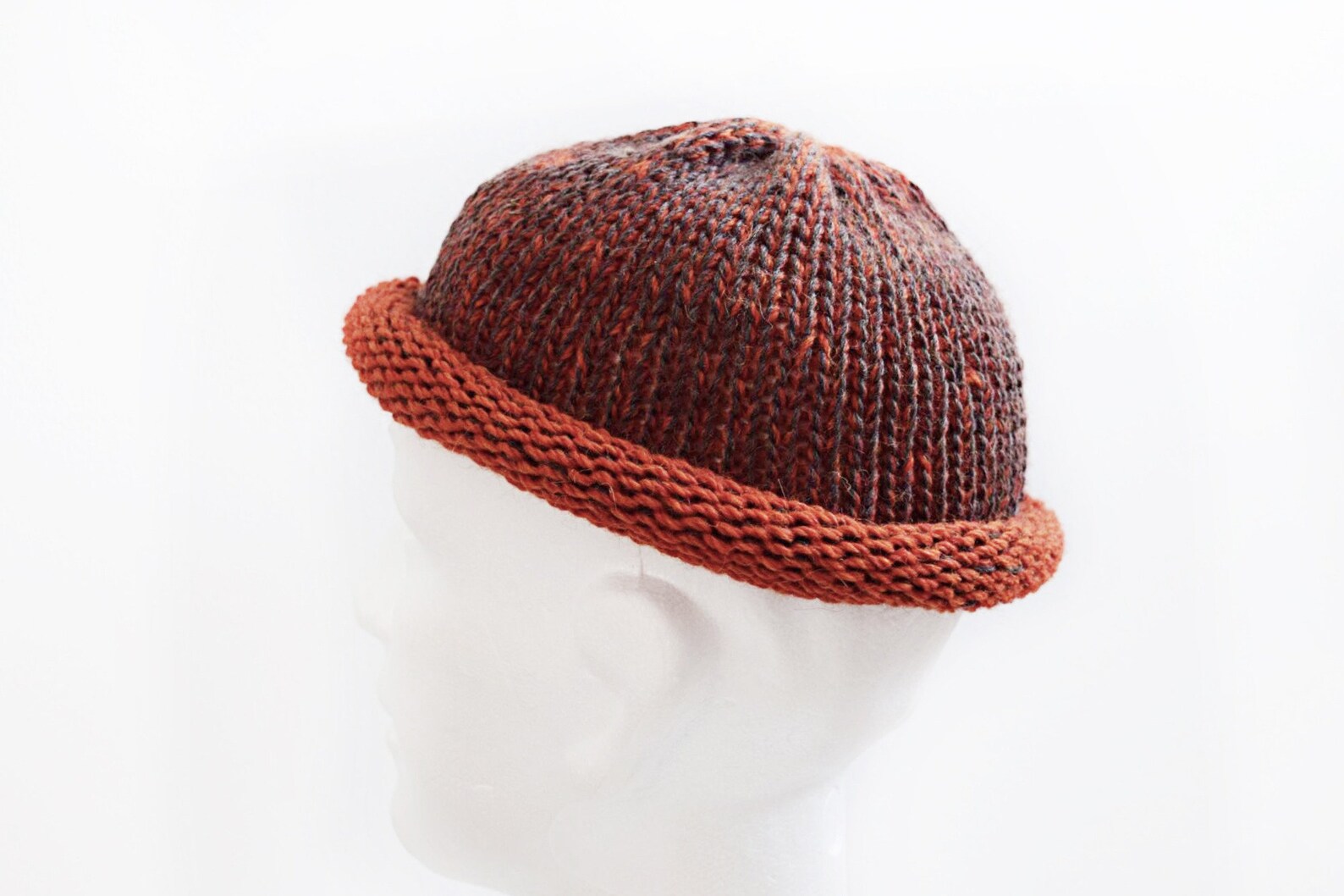 Roll up Beanie Knitted Wool Hat With Rolled Brim Roll Brim Hat ...