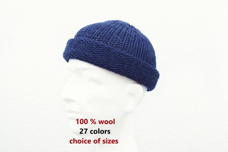 Handmade fisherman docker beanie made from 100% wool, stylish and warm, available in a variety of colors and sizes