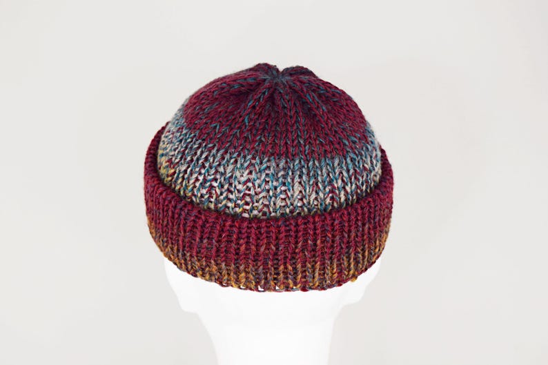 Mens wool beanie hat Beanie fisherman Mens winter hats for big head Docker skull hat Short beanie immagine 3