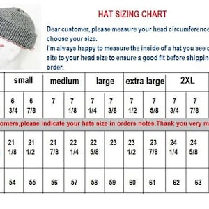 May include: A hat sizing chart with measurements in inches and centimeters. The chart includes hat sizes from small to 3XL, with corresponding head circumferences ranging from 21 1/8 inches (54 cm) to 25 inches (64 cm).