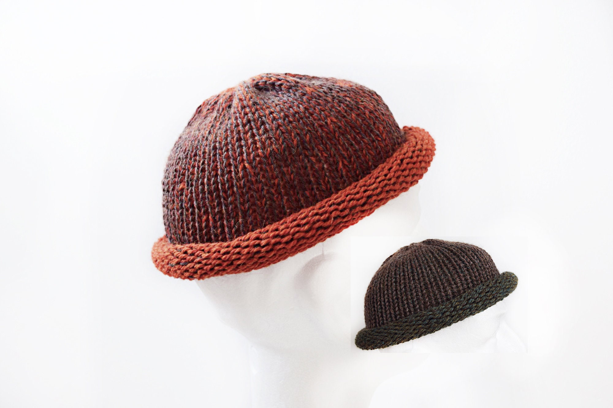 Roll up Beanie Knitted Wool Hat With Rolled Brim Roll Brim Hat ...