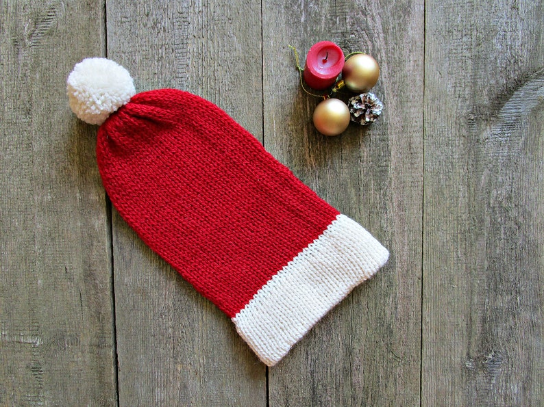 Santa Hat, Knit Christmas Hat, Santa Claus Hat, Big head Santa Hat image 3