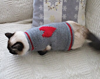 Cat dog jumper Sweater for cats or dogs Knit pets sweater Sphynx sweater Cat heart sweater Cat gifts for dogs lovers Pet clothing Pet Tops