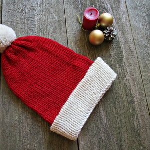 Santa Hat, Knit Christmas Hat, Santa Claus Hat, Big head Santa Hat image 5