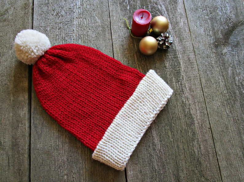 Santa Hat, Knit Christmas Hat, Santa Claus Hat, Big head Santa Hat image 5