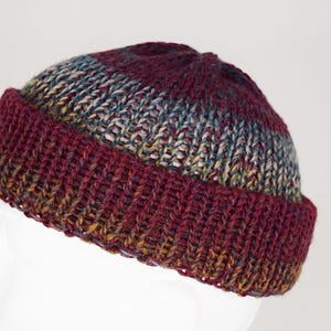 Mens wool beanie hat Beanie fisherman Mens winter hats for big head Docker skull hat Short beanie immagine 5