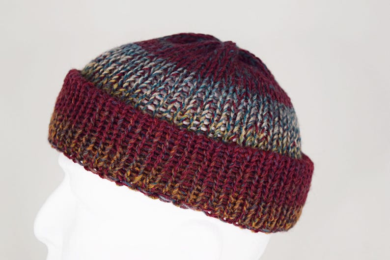 Mens wool beanie hat Beanie fisherman Mens winter hats for big head Docker skull hat Short beanie immagine 5