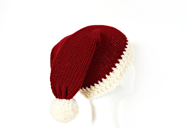 Santa Hat, Knit Christmas Hat, Santa Claus Hat, Big head Santa Hat image 4