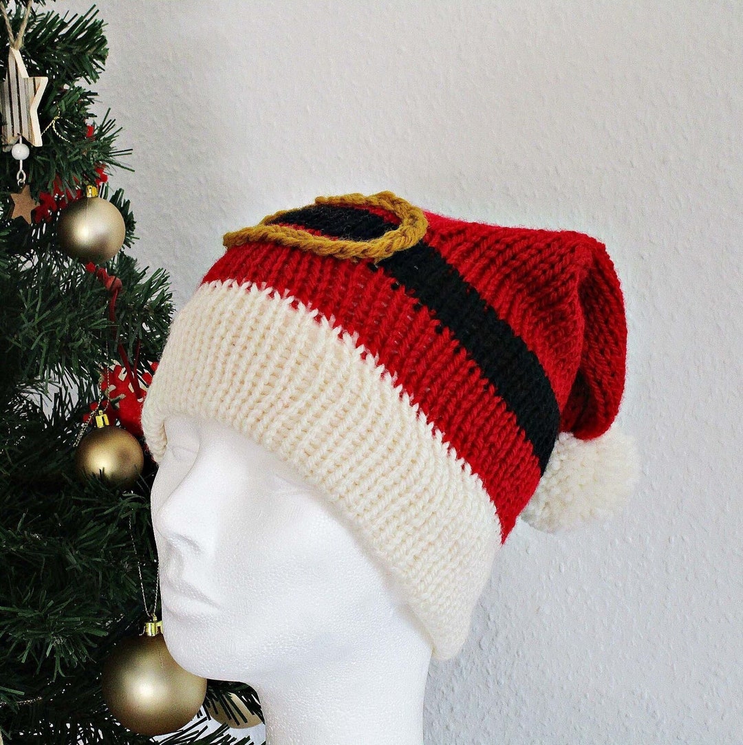 Knit Christmas Hat Knit Santa Hat Red Christmas Hat Photo Prop Etsy