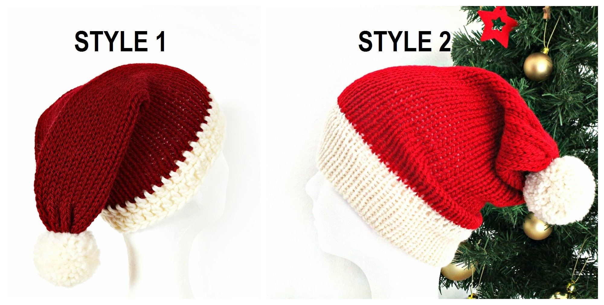 Santa Hat Knit Christmas Hat Santa Claus Hat Big Head Santa Etsy