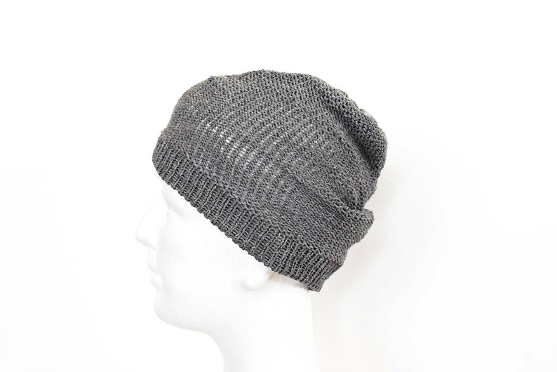 Light summer knit beanie for men, breathable cotton lightweight beanie