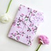Set gift wrapping paper & tags blossoms // 3 sheets and 3 tags