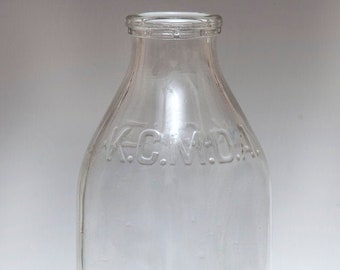 Mid-Century Glass Milk Bottle - 9" Quart- KCMDA Imprint for Kansas City - 1952 - Part of 40-Year Collection