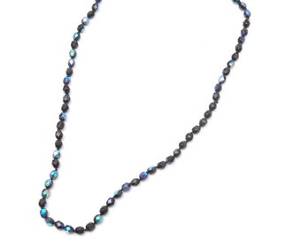 Aurora Borealis Single Strand Necklace with Lobster Claw Closure - Shiny Beads - Dramatic Costume Jewelry - Original Owner