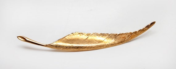 Elegant GIOVANNI GOLD Plated LEAF Brooch - Brushe… - image 1