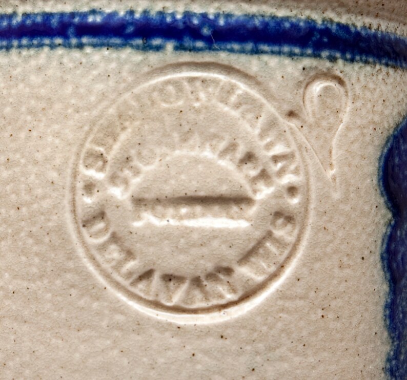 Salt Glaze Pottery Jar W Blue Cherry Detailing Midwest Find Etsy