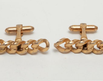 Shiny Brass / Gold Tone 1960s Vintage Cufflinks -- Geometric Design - Original Owner