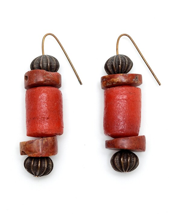 Coral? Or? Handcrafted Pierced Earrings: Burnt Ora