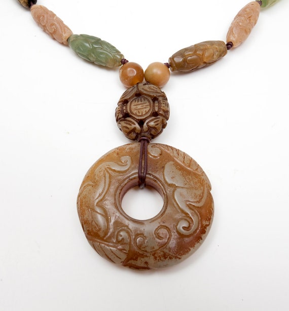 1980s Necklace Stack Wood Ceramic