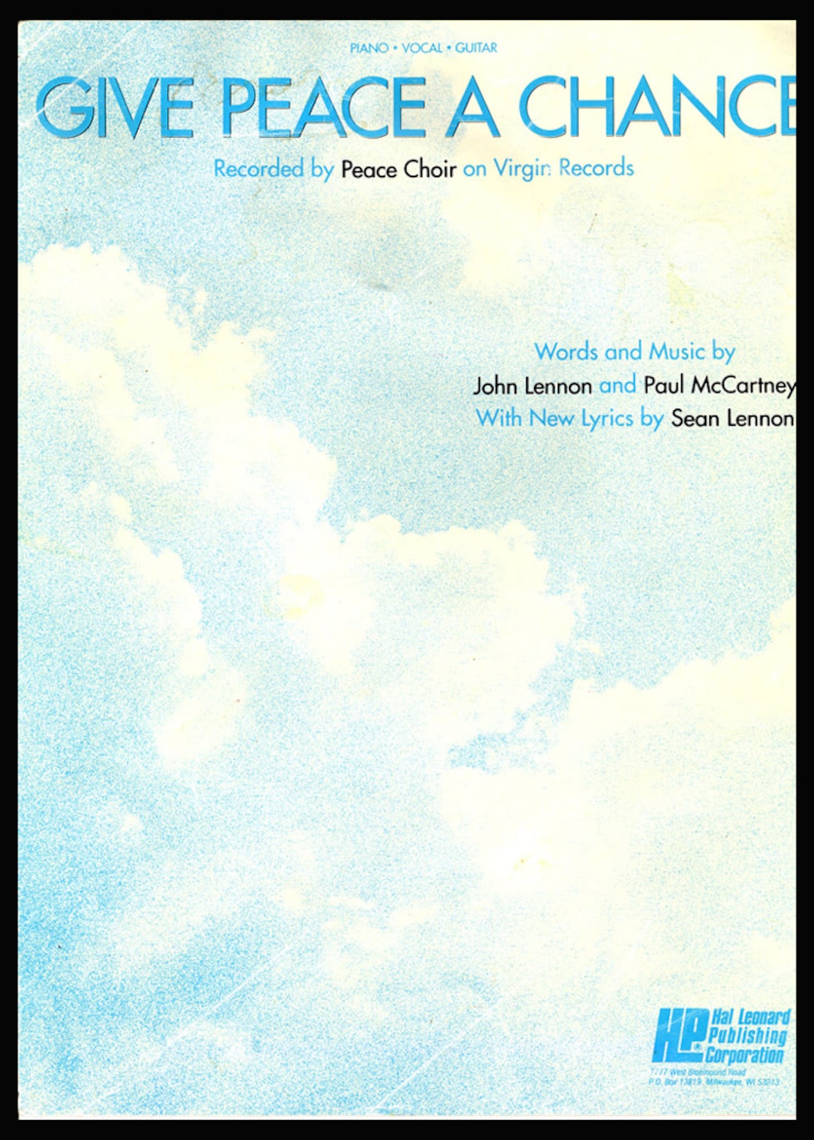 Give Peace a Chance 1991 Sheet Music by John Lennon & Etsy