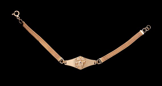 10-K Yellow Gold Bracelet w Marines Insignia in C… - image 1