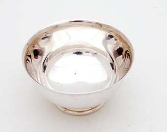 Gorham Silverplate Small Footed Bowl w Label on  Bottom - Paul Revere YC778 Pattern made in 1940s - Mid=Century Find - Designed for Candy