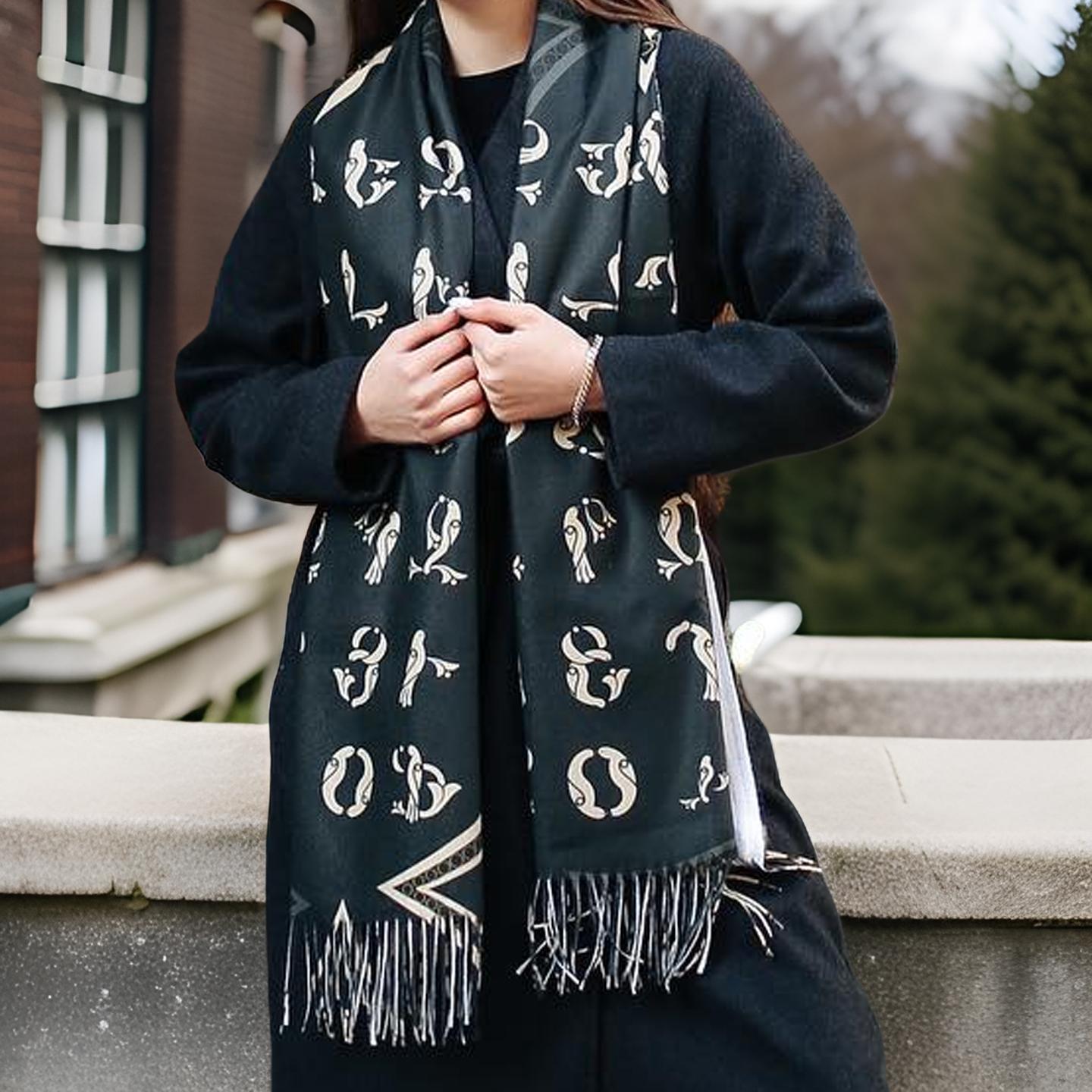 Armenian Alphabet High-End Custom Design Print - Luxury Cashmere Blend  - Fall Winter Wrap, Cultural Accessory, Armenian Gift 190CM x 70CM