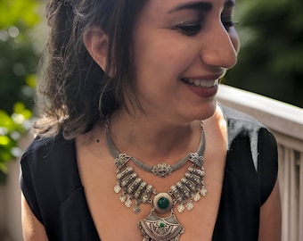 Armenian Heritage: Handcrafted Tribal Boho Chic Silver Necklace - Infused with Exotic Gypsy Charm and Vintage Elegance