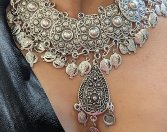 Armenian Style Silver Plated Pomegranate Necklace with Pendant  - Handcrafted Jewelry