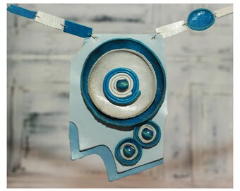 Leather Bib Necklace - Statement Necklace - Leather Necklace - Evil Eye Necklace - Fashion Necklace - Leather Jewelry - Gift For Her