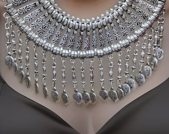 Artisan-Crafted Armenian Traditional Pomegranate Statement Necklace with Intricate Motifs - Unique Queenly Jewelry Gift