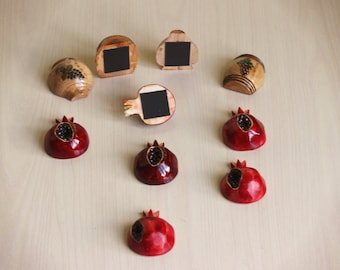Wood Magnets | Wine Barrel Decor | Pomegranate Magnets | Winery Wedding | Co-Worker Gift | Party Favors | Symbol of Armenia | Armenian Gift