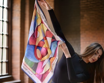 Abstract Prayer Shawl - Lent Shawl with Armenian Script &#39;Prayer is the Beginning of Kindness&#39; - Christian and Religious Gift - Armenian Gift