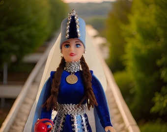 Powder Blue Taraz Design - Armenian National Doll Symbolizing Aristocracy and Tradition | Armenian Nobility | Unique Armenian Gift | Barbie