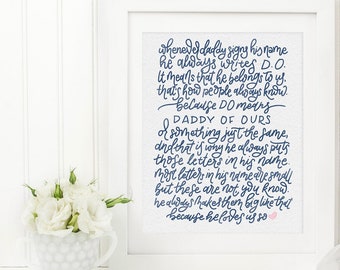 Daddy of Ours DO Poem - DIGITAL DOWNLOAD - Medicine Doctor Dad Father Graduation Hand Lettering Calligraphy Gift