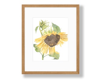 Sunflower, 8 x 10 watercolor print
