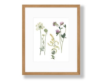 Fall Wildflowers Watercolor Art Print, 8 x 10