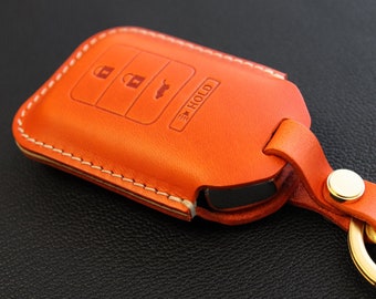 Honda [01] Series Key Fob Cover for Accord Ridgeline HRV Civic CR-V Insight Pilot Fit  4 Buttons  - Italian Veg-Tanned Leather