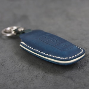 Audi [04-3B] Series Leather Brut Key Fob Cover Leather Case Q7 A6 E-Tron A6L A8L A6 A7 A8 Q8 Italian Veg-Tanned Leather Handcrafted in USA