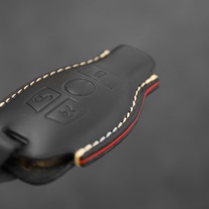 Mercedes Benz Series [01] Key Fob Cover Leather CLK CLS C-Class E-Class S-Class R-Class GLA-Class - Personalized Stamp