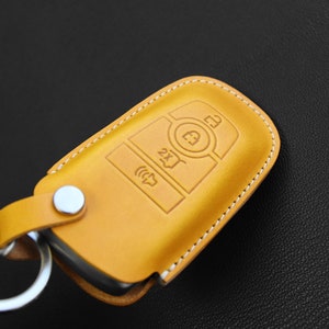 Ford Series [02] Key Case Leather Key Fob Cover - Bronco Fusion Edge Mustang Leather Car Accessory - Personalized Stamp - Handcrafted in USA