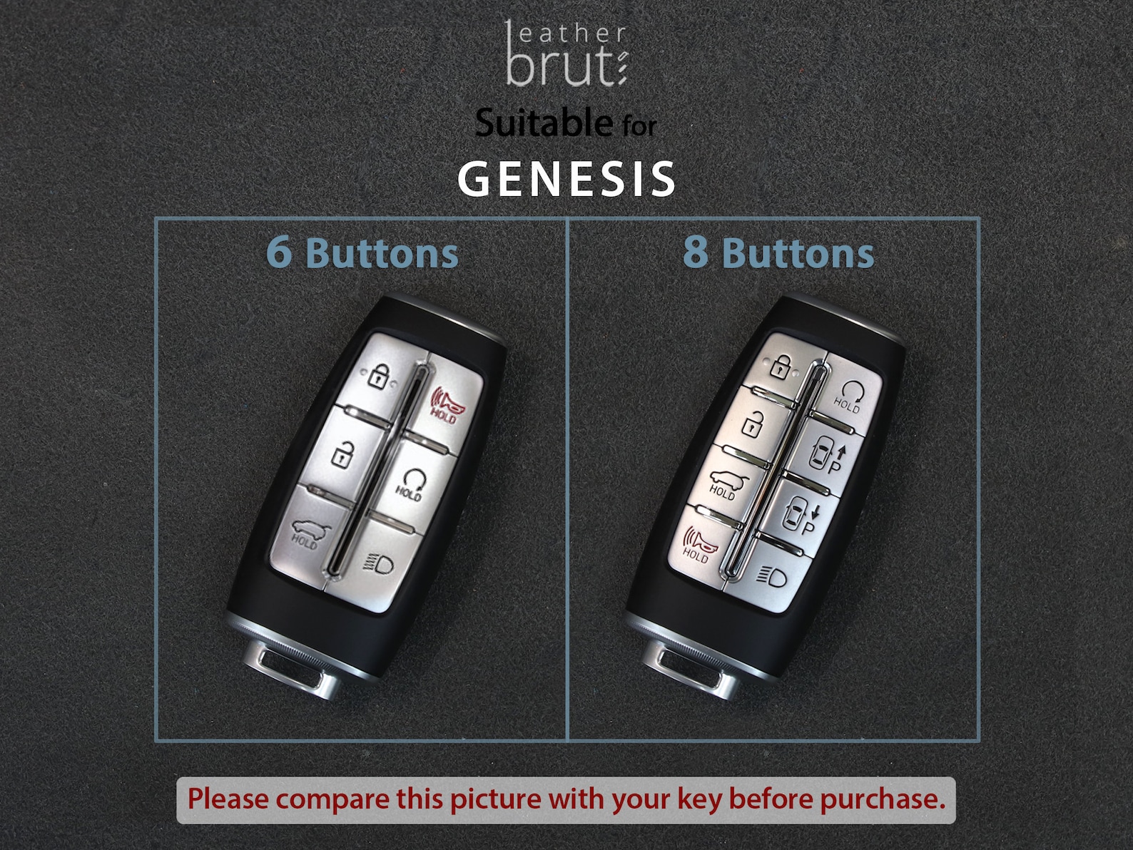 Genesis Series [02] Leather Key Fob Cover - Keyless Remote Car Key Case ...