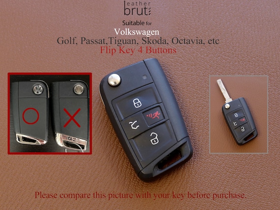 Volkswagen Series Key Fob Cover Golf Tiguan Italienisches Veg-Gegerbtes  Leder Schlüsseletui Volkswagen VW Key Cover - .de