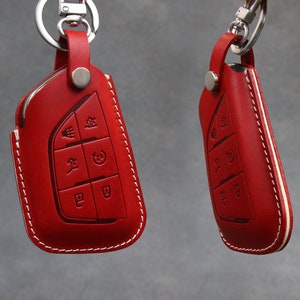 Cadillac [02-6B] Series Leather Key Fob Cover fits Cadillac Escalade - Italian Veg-Tanned Leather - 6 Buttons