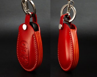 MINI Cooper Series [1-V2] Leather Key Fob Cover - RED - Handcrafted in USA
