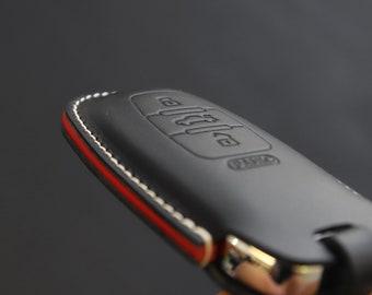 Audi Series Leather Brut Key Fob Cover for A3 A4 A5 A6 A7 S5 S7 Q5 RS 4 Buttons Smart Key Italian Veg-Tanned Leather Handcrafted in USA