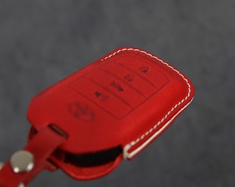 Toyota Series [3] Leather Key Fob Cover Highlander Avalon Crown Land Cruiser Prado Camry Corolla RAV4 - Personalized Stamp