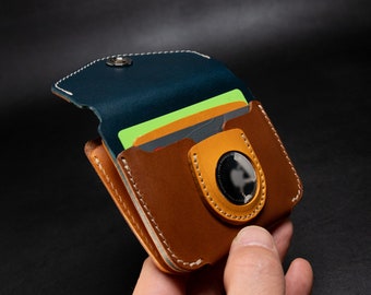 AirTag Leather Wallet [TW-NBr]  - Card / AirTag Holder - Premium Italian Veg-Tanned Leather - Handcrafted in USA