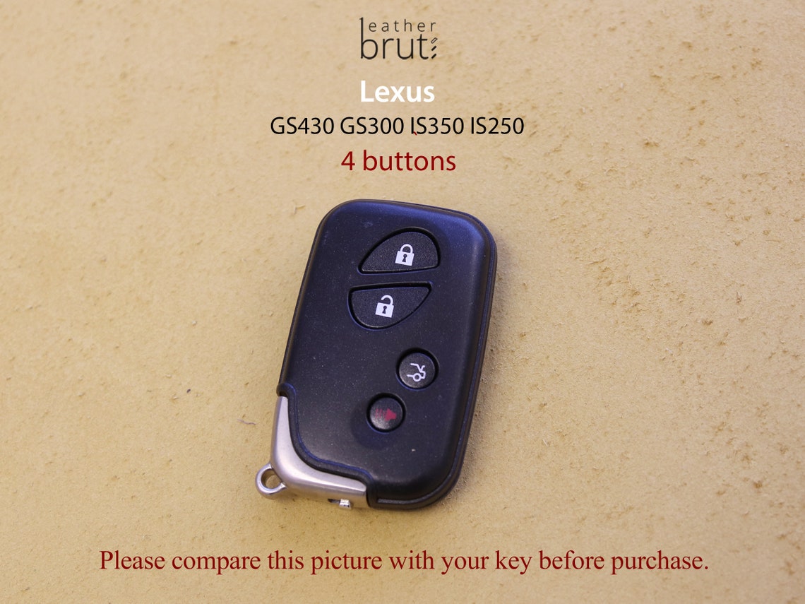 Genuine Leather Key Fob Case Cover – Brown – For Lexus RX350 / ES350 / IS250 / GX460 / LX570 – 4-Button